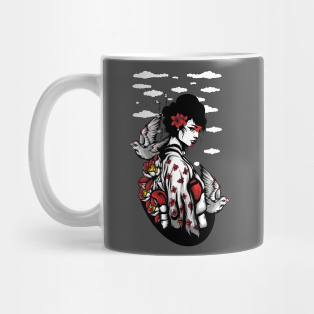 Asian art, mugs, masks, hoodies, stickers, notebooks, pins, by BostonBulldog